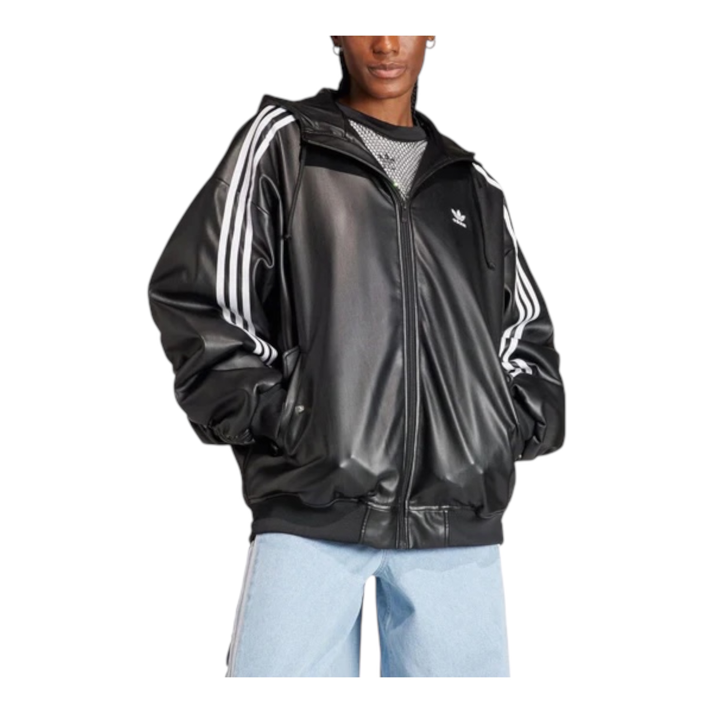 Adidas Adilenium Oversized Faux Leather Jacket