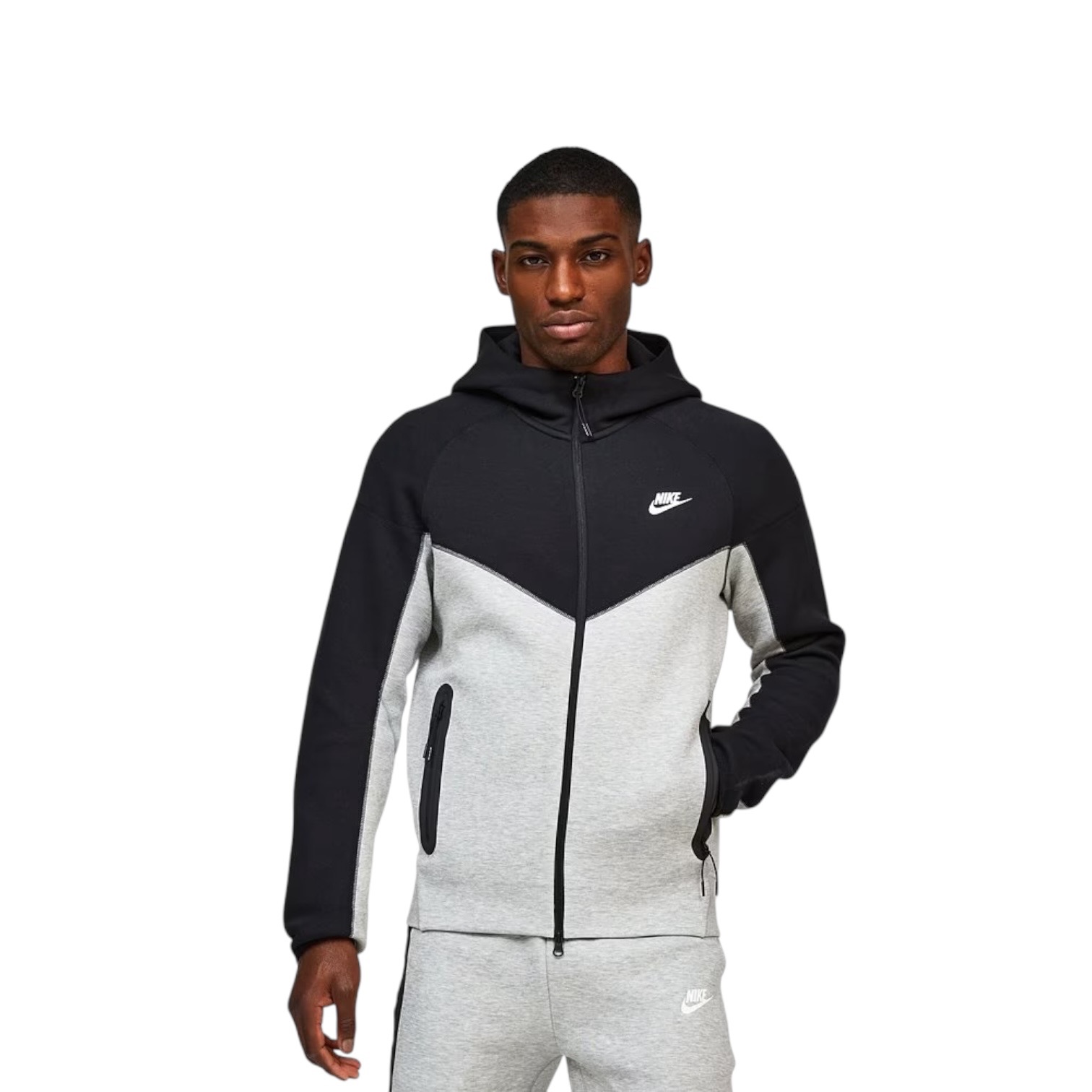 Nike Sportswear Tech Fleece Windrunner Full-Zip Hoodie & Jogger Set | Black/Grey