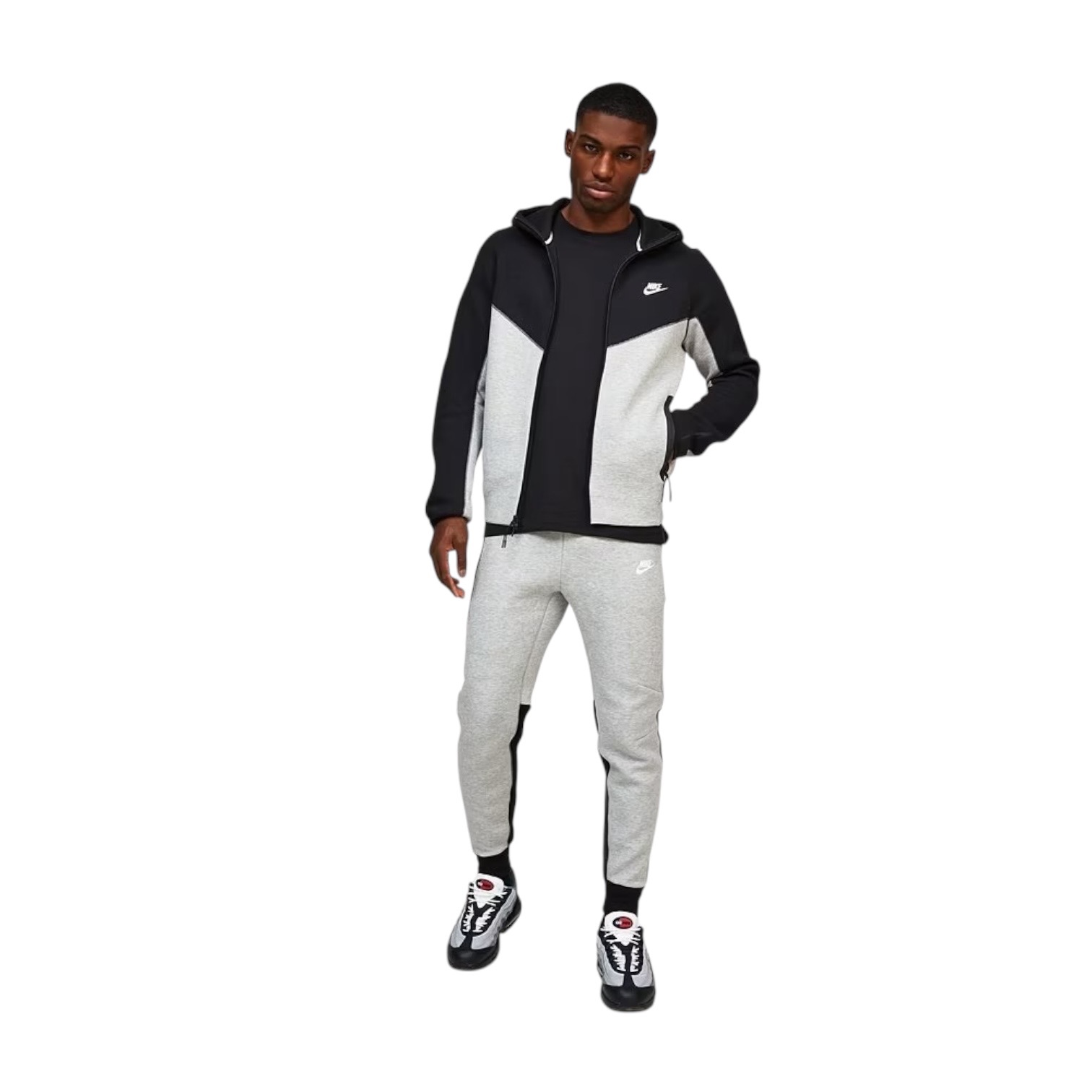 Nike Sportswear Tech Fleece Windrunner Full-Zip Hoodie & Jogger Set | Black/Grey